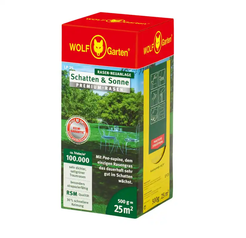 WOLF-Garten "Schatten & Sonne" Premium-Rasen LP 25, 0,5 kg Nur Für Kurze Zeit