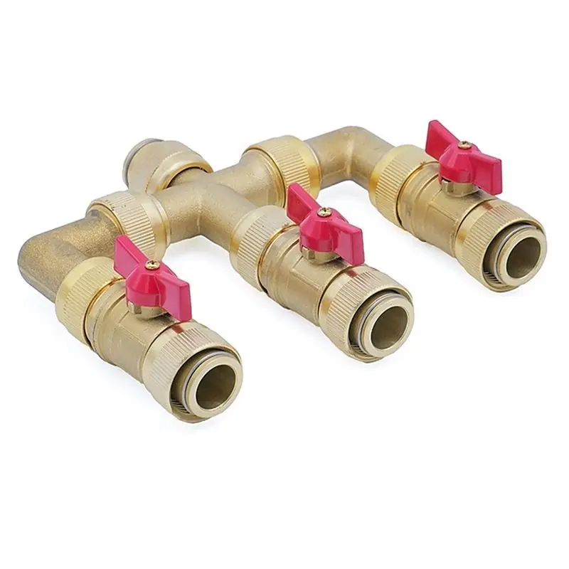 Ventilverteiler Messing, 1" Innengewinde mit 3 Kugelhähnen Top-Preis