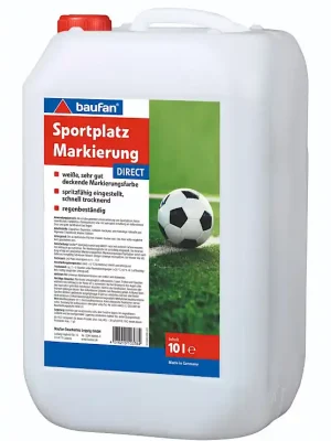 Saisonangebot baufan Sportplatz-Markierung DIRECT 10 l – reinweiße Markierfarbe lösungsmittelfrei