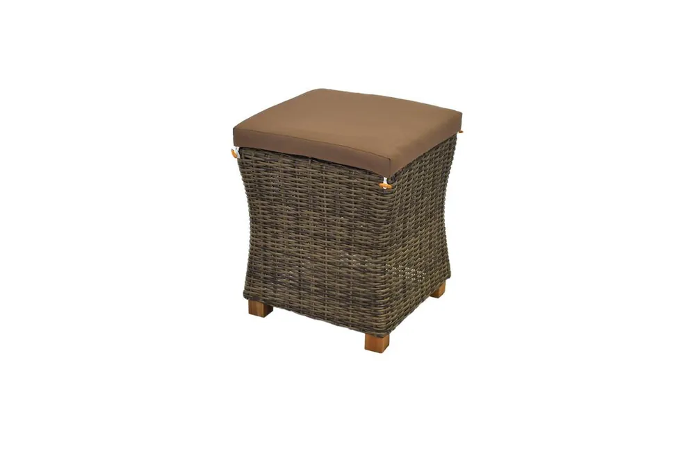 YOURSOL Hocker Toskana Natur mit Sitzkissen, 45 x 45 cm, Kunststoffgeflecht, Gartenhocker Sitzhocker Jetzt Kaufen