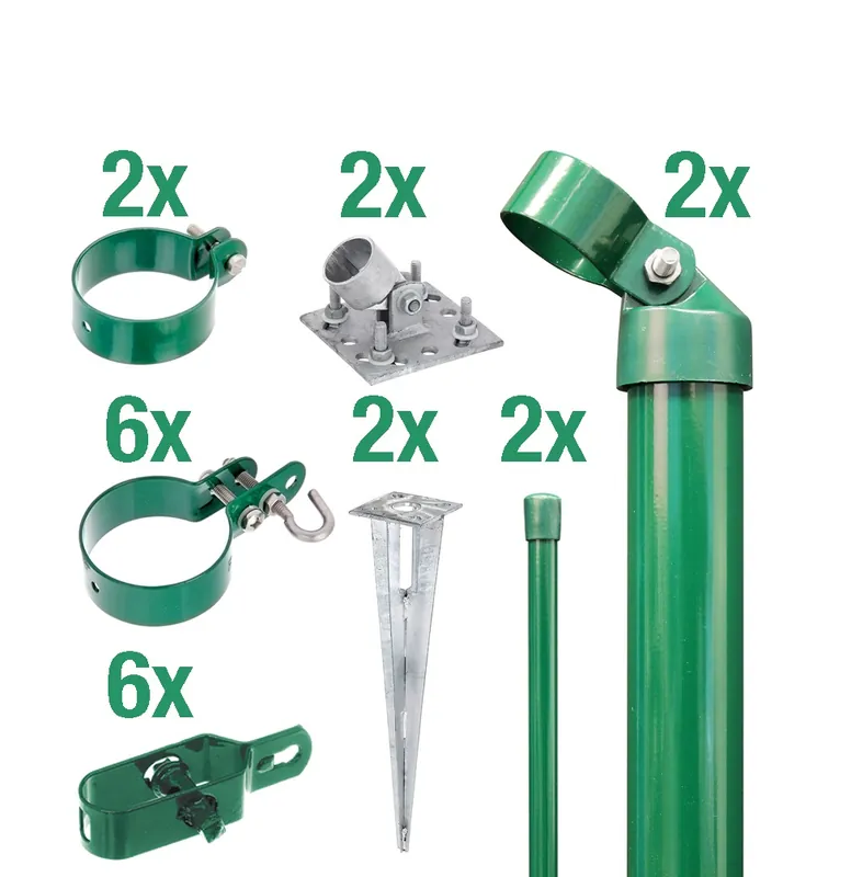 Alberts Zaunanschluss-Set für Wellengittertore Pfosten Ø 60mm, mit Bodenhülsen, Höhe 0,80 m, Grün Top-Angebot
