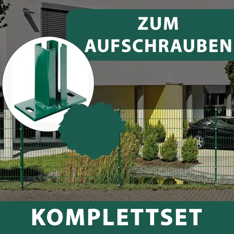 Alberts Komplettset Doppelstabmattenzaun in Grün mit Pfostenträger, 2 m Matten, Höhe 80-120 cm Heißes Angebot