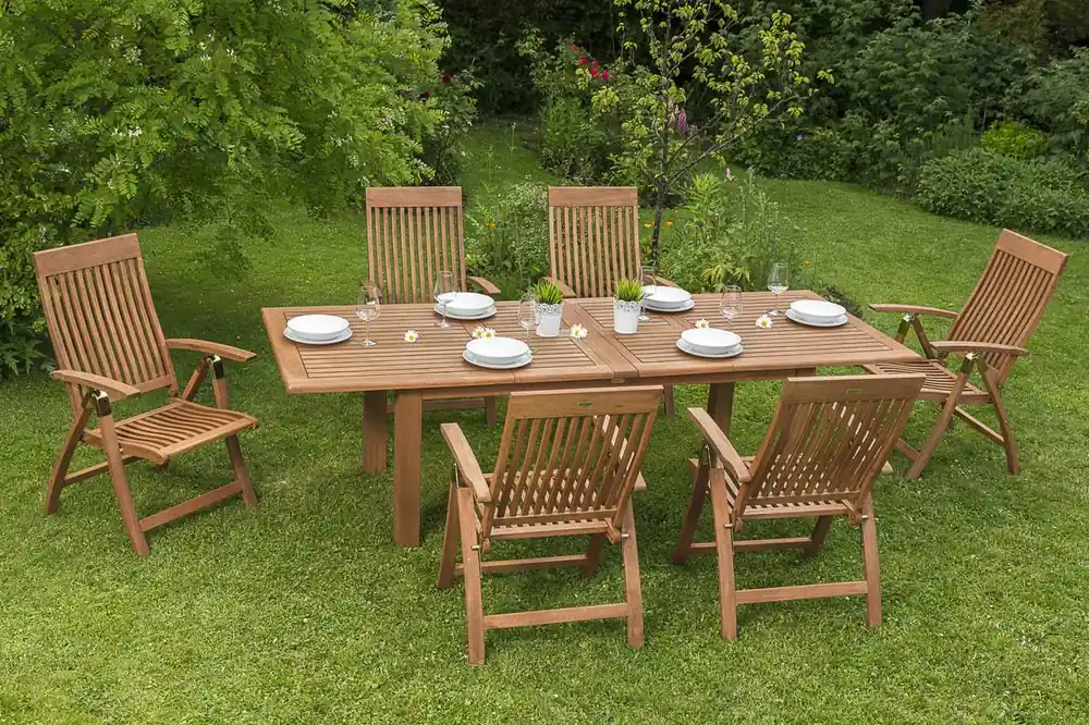 Highlight YOURSOL by Merxx Gartenmöbel Set Comodoro 6 Personen mit Doppelausziehtisch 180 - 260 cm, Holzstühle