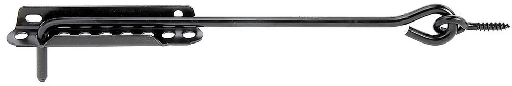 Mega-Angebot Alberts Sturmhaken 300 mm mit Ösen + Festellplatte, KTL Schwarz, zum Schrauben
