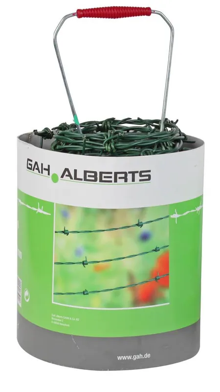 Alberts Stacheldraht Grün, 50 m Rolle, Ø 2,0 mm, 4 Stachel, Stachelabstand 100 mm, Stahl Highlight