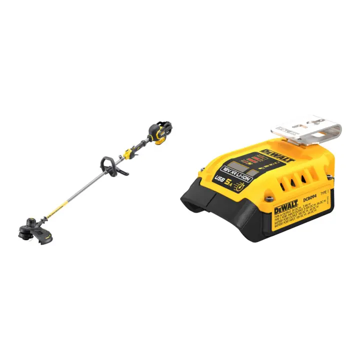 Expressversand Set DEWALT Flexvolt Akku-Motorsense und Trimmer, 54V, Basisversion DCM571N-XJ + Kombi-Ladegerät mit Powerbank-Funktion für 18 Volt XR und XR Flexvolt-Akkus DCB094K-QW