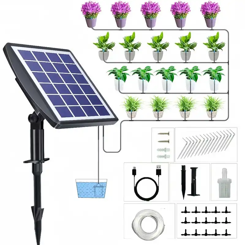 Solar Bewässerungssystem Automatisches Set mit Timer, Steuerung per Sekunde, Automatische BewäSserung, 15 Töpfe, für Garten, Balkon Pflanzen Solange Der Vorrat Reicht