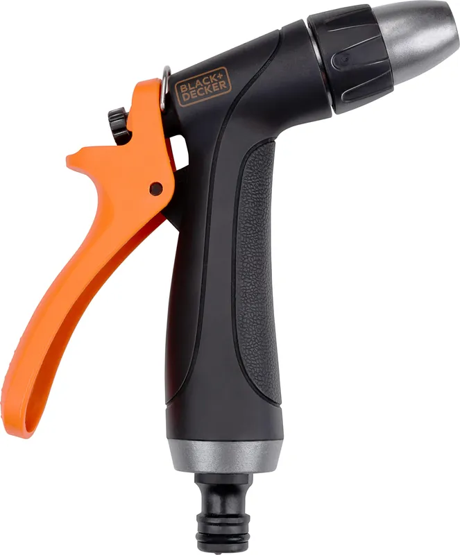BLACK+DECKER Verstellbare Spritzpistole für Gartenschlauch mit Einstellbarer Wasserfluss - Ergonomischer Griff - Kunststoff - Schwarz/Orange Angebot
