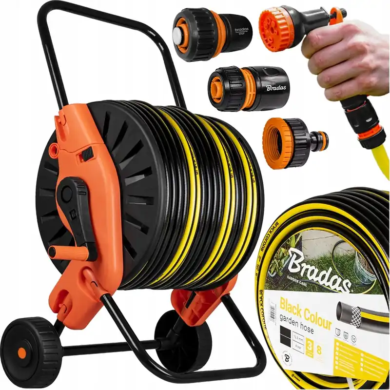 Bradas Set Gartenschlauch Black Colour 1/2" 30m Pistole, Anschlüssen + wagen Preisreduziert