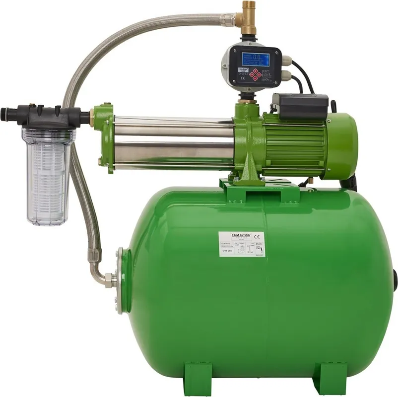 Top-Seller CHM GmbH Hauswasserwerk 100 Liter, 1650 Watt 6,5 Bar, Gartenpumpe mit Druckschalter