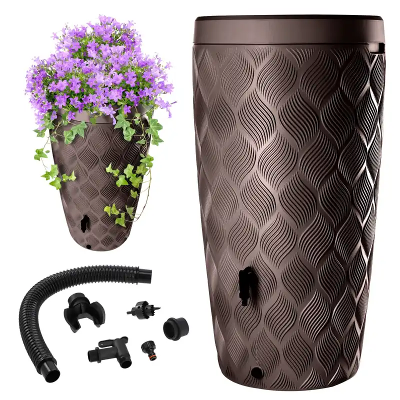 KADAX Regenwassertank, 240 l, Fass, Regenbehälter, Blumentopf + starker Wasserhahn Schneller Versand