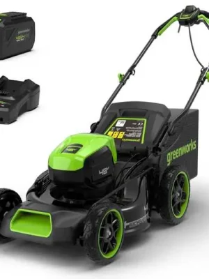 Direktkauf Greenworks GD48LM46SPIIK4 - Akku-Rasenmäher selbstangetrieben - 48V/4Ah - Schnittbreite 46 cm