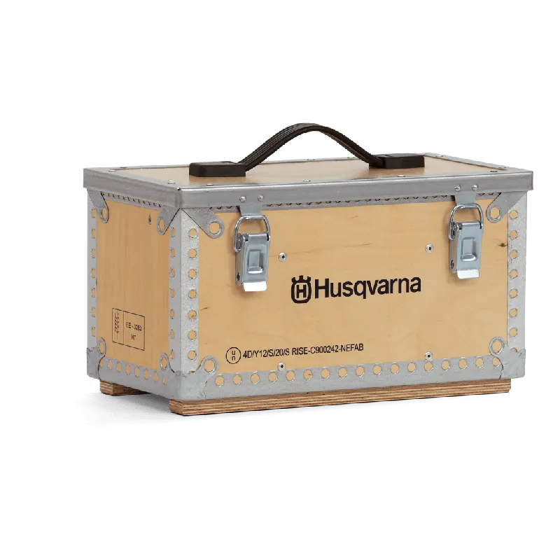 Neuheit Husqvarna Batteriekasten aus Holz