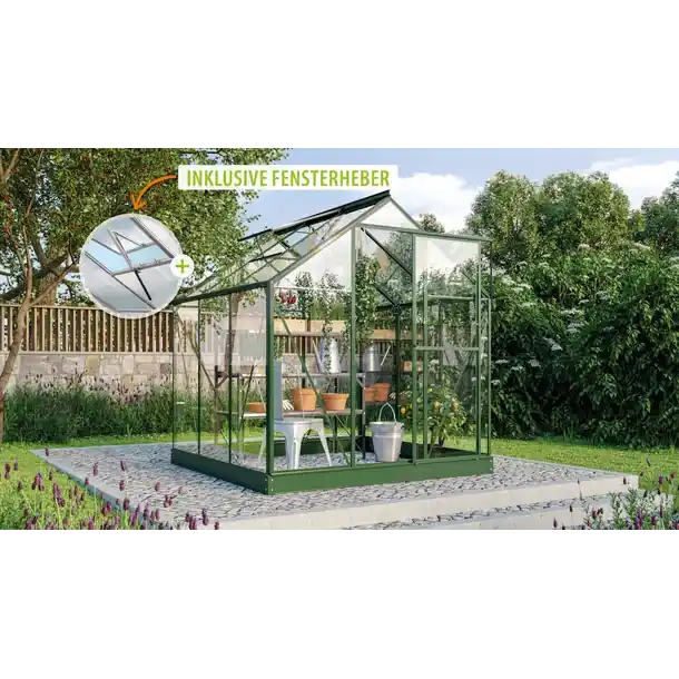 Zertifiziert Vitavia Gewächshaus Triton 3800 ESG 3mm, smaragd - Set