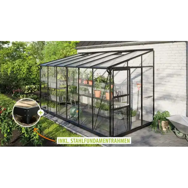 Vitavia Gewächshaus Ida 7800 ESG/HKP, schwarz - Set Nur Heute