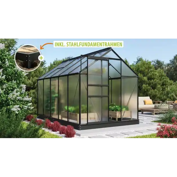Vitavia Gewächshaus Comet 6200 HKP4mm, schwarz - Set Bestpreis