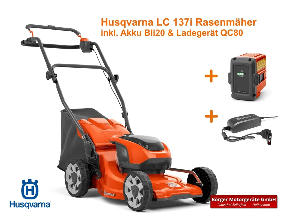 Ausverkauf Husqvarna LC 137i Akku-Rasenmäher Set