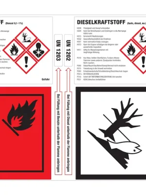 Gefahrstoff-Aufkleber für Ottokraftstoff Dieselkraftstoff Sale